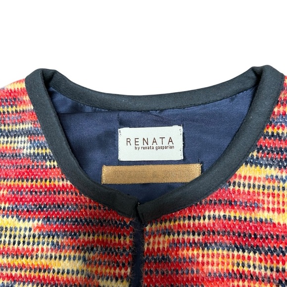 Renata Gasparian knit open front cropped vest one size artsy bohemian rainbow - Picture 3 of 6